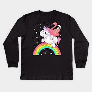 Cute Funny Unicorn Flamingo Panda Rainbow Kids Long Sleeve T-Shirt